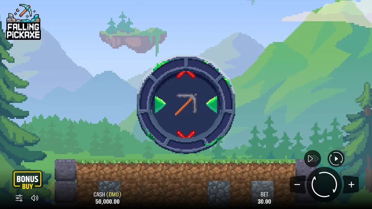 Écran de jeu de Falling Pickaxe avant la chute de la pioche
